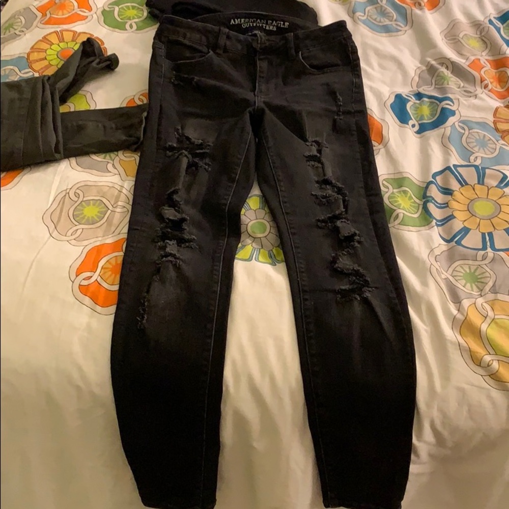 Black jeans with rips